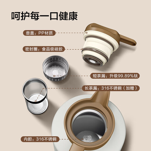 Made in Tokyo, teapot, teapot, teapot, stove, pure titanium tea partition, 316 stainless steel, white 2L