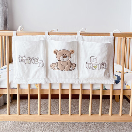 Shantou Lincun pure cotton crib storage bag hanging bag baby bedside diaper diaper storage bedside storage bag storage bag