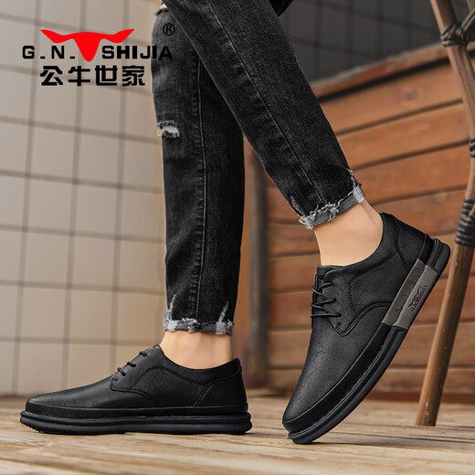Bull Family Men's Shoes 2025 New Breathable Leather Shoes Men's Cowhide Business Casual Shoes Soft Sole Versatile Driving Shoes Men