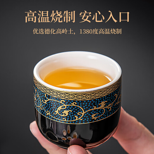 Xiangye 2025 New Anti-scalding Lazy Automatic Tea Set Household Rotating Stone Mill Teapot Kung Fu Tea Cup Tea Making Artifact Wrapped Lotus Branch Automatic Straight Cup Six-Cup 9-piece Set