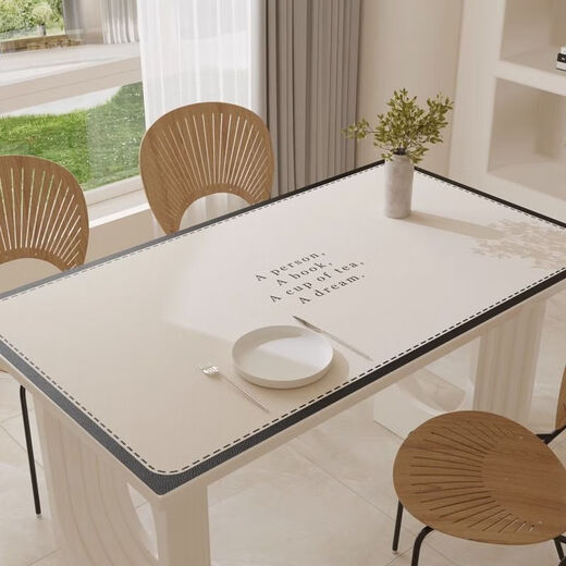 Xinlin light luxury dining table mat, simple modern coffee table tablecloth, no-wash, oil-proof, waterproof, anti-scalding, PVC insulated table mat, high-end feel, small black and white strips, wipe clean 70X130CM, protect the desktop