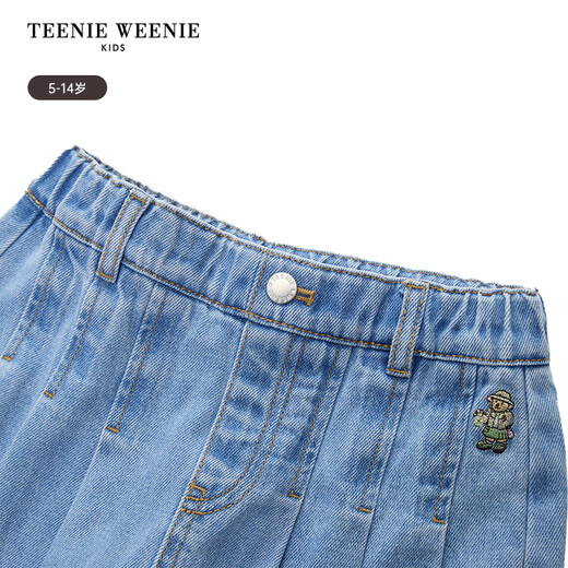 Teenie Weenie Kids Bear Children's Clothes Summer Girls' Pleated Denim Skirts Blue 120 cm