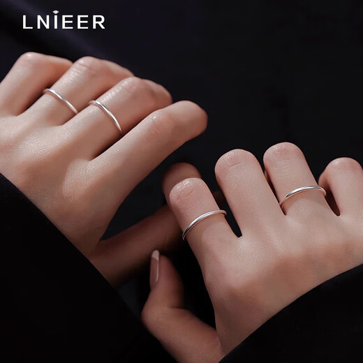 Lipan 999 Pure Silver Plain Ring for Men and Women as Valentine's Day Gifts for Girlfriends Index Finger Ring Sterling Silver Ring Tail Ring Solid 999 Pure Silver Smooth Ring No. 13
