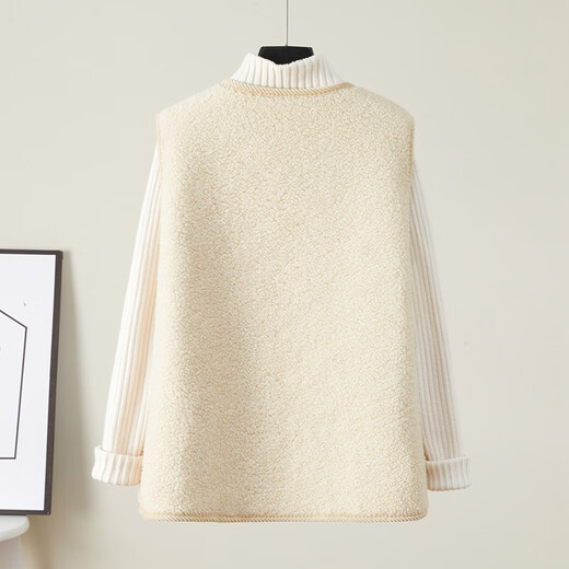 She pool thickened vest 2025 autumn new women's loose V-neck single-breasted plush warm vest