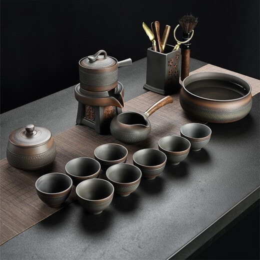 Lazy stone grinding automatic tea set full set household anti-scald teapot Chinese tea making artifact Kung Fu tea cup with gift box automatic three-piece set 3 heads