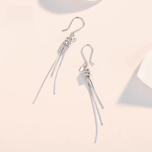 Bovia pt950 platinum tassel snake bone earrings fashionable platinum small waist ear hook versatile earrings one pair 3.8-4.0 g