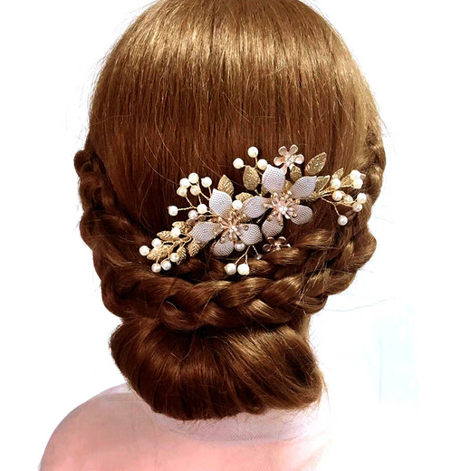 Happy mother-in-law tiara, mother-in-law's wedding head flower, wedding happy mother's wedding banquet updo, hair accessories, red festive hair comb, gold leaf pearl beaded rhinestone hair comb