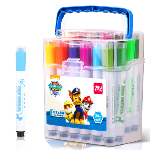 Deli (deli) Paw Paw Team makes great contributions 24 colors washable seal watercolor pens school gift boys and girls toys 70698