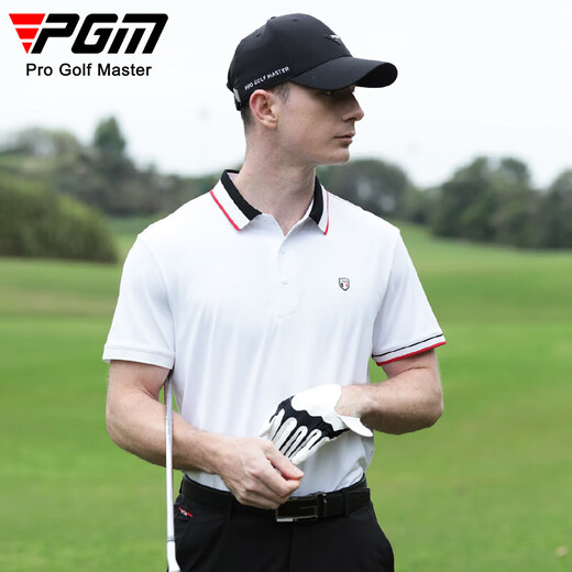 PGM vêtements de golf t-shirt de sport d'été à manches courtes pour hommes polo extensible col côtelé coloré pour hommes YF684-blanc M