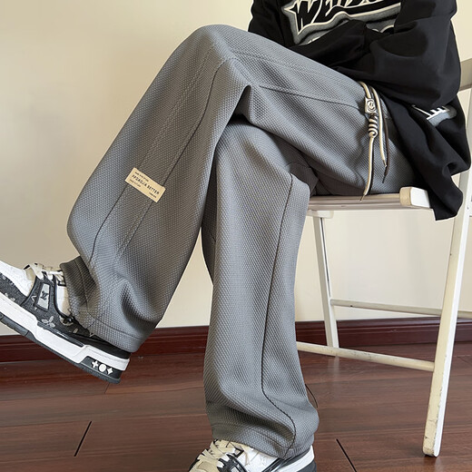 Idée (zhuyifan) gras grande taille 230 Jin [Jin équivaut à 0,5 kg] pantalon pour hommes pantalon de travail mince de printemps et d'été droit pantalon de grande taille Lignet Ligne pantalon décontracté A001-K1050 Black XL (175) 130-150 Jin [Jin est égal à 0,5 kg] portable
