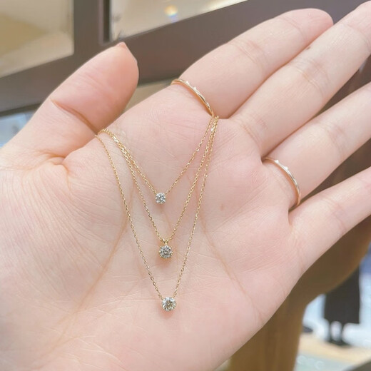 Fat Donglai's same style 18k gold plated necklace pendant moissanite 2023 new female booger diamond clavicle chain 20 points diamond (+ exquisite packaging)