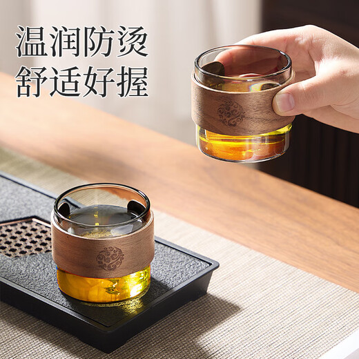 Eight Thousand Lines Glass Hospitality Tea Cup Set of 6 Host Tea Cups High Temperature Resistant Office Household Supplies Tea Set