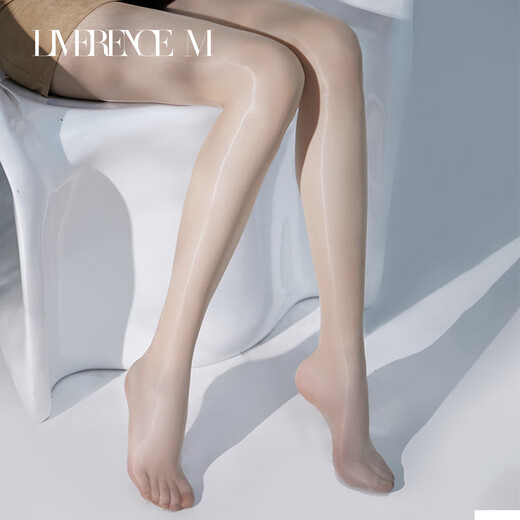 Lai Mi Runsi Aurora stockings with crotch opening, ultra-thin, silky, no-take-off, sexy and shiny pantyhose, sand color, crotch opening, one size fits all