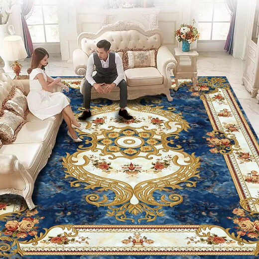 Xinlin European style living room carpet coffee table blanket sofa home bedroom full room floor mat modern simple machine washable customization style-K blue 200*300CM