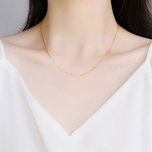DL 1998 Fat Donglai same style silver plated 18k gold necklace 18K gold women's 925 yellow l gold chain colored gold plain chain thin naked chain lock chain length 55CM box chain