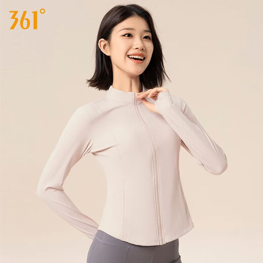 361 Fitness Sportswear Women's Long Sleeve T-Shirt Jacket Sports Top Pilates Training Running Outdoor Yoga Wear Soft Mist Powder L