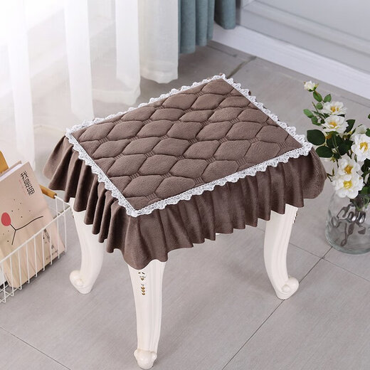 Runhuanian thickened dressing table stool cushion makeup stool cover piano stool cover square stool cover rectangular student seat cushion (plush cloth) elegant gray D style rectangular 25x35cm