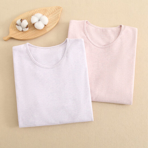 AB Underwear Women's Autumn Clothing Pure Cotton Single-piece Top Thin Cotton Sweater Warm Shirt Large Size Round Neck Bottoming Shirt R690 Xiangfei XL