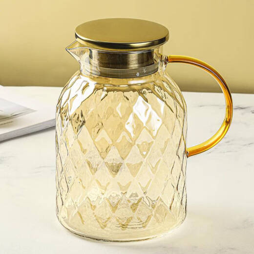 Pige Home Light Luxury Diamond Gold Lid Heat-Resistant Glass Pot Large (Amber Gold) PG-62961.8L
