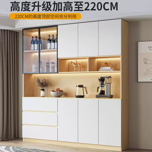 实木餐边柜一体靠墙现代简约客厅置物柜餐厅茶水柜酒柜收纳储物柜 款式12200*40*220(轻奢灰+白) 3门