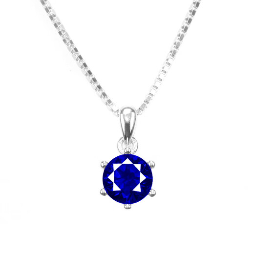 CEENIU Fat Donglai's same style sapphire pendant six-claw round necklace pendant clavicle short style women's one carat tanzanite ocean with chain/1 carat 6.5mm/MD5
