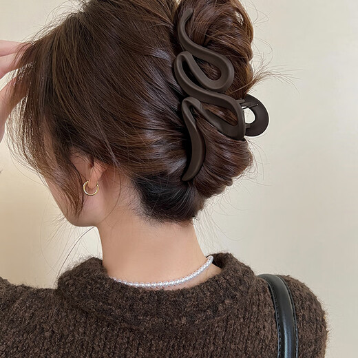 Senqi hairpin women's back hairpin large hairpin hair volume multi-head accessories light luxury high-end hair shark hairpin hair accessory F2404 dark coffee color