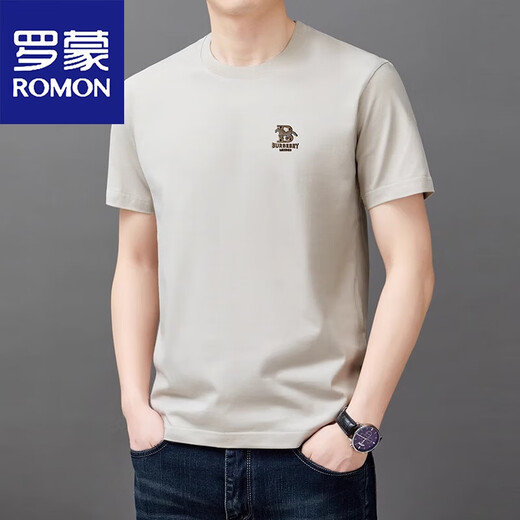 Romon Summer Новая футболка с короткими рукавами Мужская круглая шея.