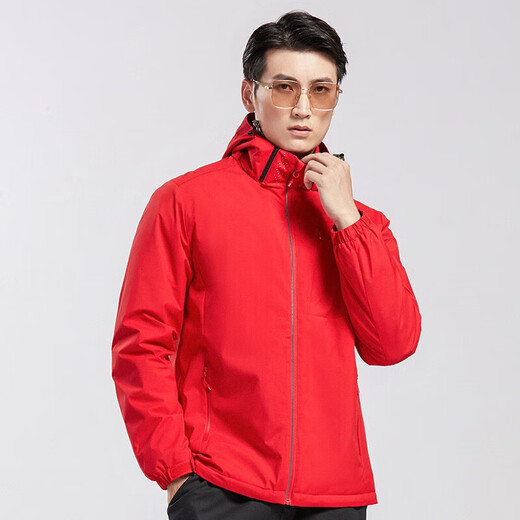 Holzspecker (Tucano) plus Samtintegrierte Jacke für Frauen und Männer einschichtiger Außen- und Winterbergsteigerjacke warme weiche Schalen-Windbreaker 9930a Chinese Red-Men [Solid Color] 2xl