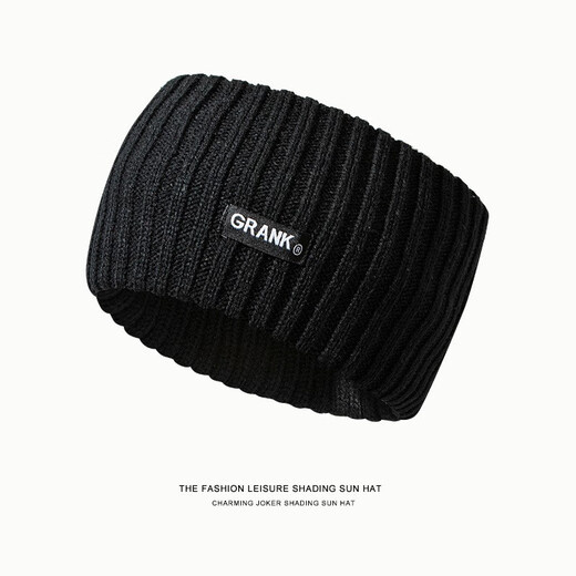 Headband for men in winter, warm, sweat-absorbent, breathable, sports running, windproof, cycling, ear protection, women's headband, forehead cold-proof headgear GRANK headband - black