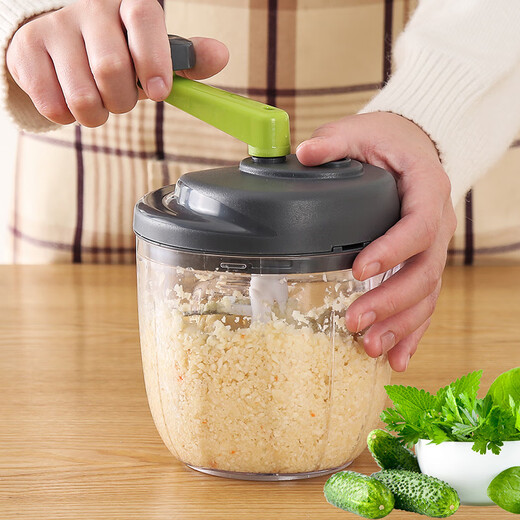 Qia Shuo household manual meat grinder dumpling stuffing vegetable grinder food supplement machine minced vegetable artifact meat grinder household manual 5858 hand crank 900 ml + free 5 blade mixing