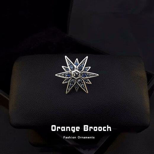 ROSENA SAMMI复古六芒星小胸针西装大衣男士百搭领口扣针装饰衬衫防走光固定扣 六芒星古金色一对【礼盒装】