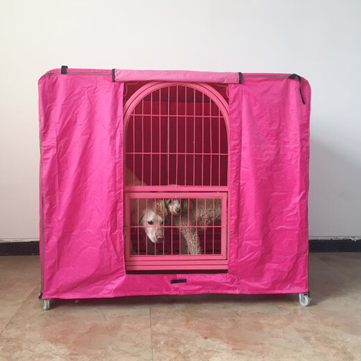 Dog cage cover to keep warm in winter, anti-mosquito, cat cage cage, windproof, outdoor rainproof cloth, waterproof for all seasons, rose red raincloth, dog cage not included, suitable for cages with a length of 125cm, a width of 95cm and a height of 110cm