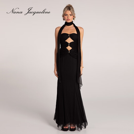 NanaJacqueline tube top pleated floaty fishtail dress new diamond long skirt SS24DR677 pink (including ribbon) M