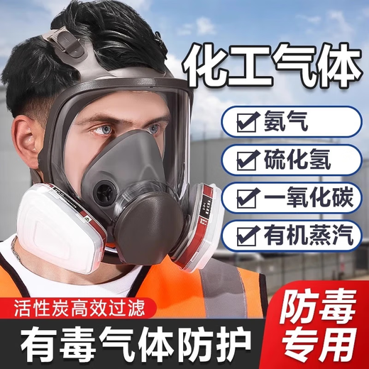 Gas mask, full face mask, anti-toxic gas protection, carbon dioxide polishing, carbon monoxide chemical gas dust protection, industrial dust spray paint special poisoning, fire escape, home use, genuine 6200 dust-proof gas mask 7-piece set + anti-fog goggles