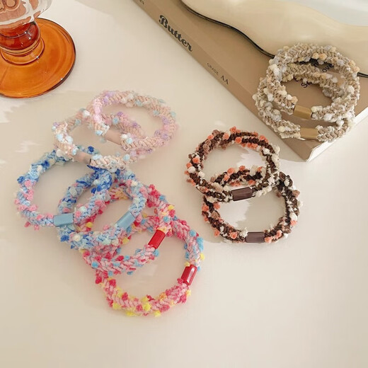 Nanbo Maru Nanbo Maru colorful hair band for women high elasticity autumn and winter new high ponytail hair rope durable rubber band leather headband NW-FQ157 color 5-piece set