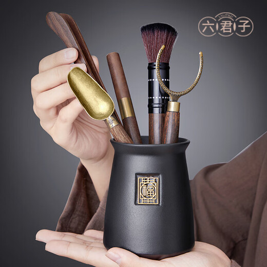 YIHUTEA Ebony Tea Ceremony Six Gentlemen Set Tea Spatula Ceramic Kung Fu Tea Set Accessories Tea Table Tea Making Tools Tea Clamp Spoon Knife Lighthouse Six Gentlemen Tea Ceremony