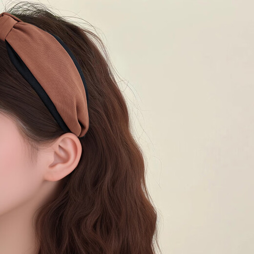 Zuoou coffee color cross hair hoop for women 2025 new wide-brimmed hair headband high-end western style fashion headwear hairpin head cave coffee color