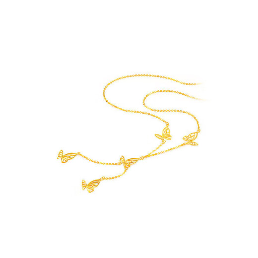 Mengjinyuan 18K gold necklace AU750 filigree butterfly set chain tassel clavicle chain as a birthday gift for girlfriend