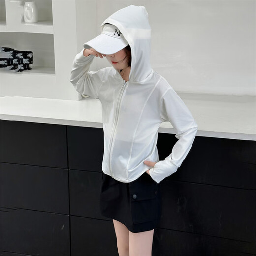 Yun Chumo Children's Sun Protection Clothing Ice Silk Jacket 2025 New Summer Clothes Girls Summer Thin Skin Clothing Sun Protection Clothes for Girls High Gloss White 140 cm