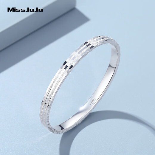 Miss JuJu pt950 platinum bracelet for women, wide face, round, semi-solid platinum bracelet for my wife, inner diameter 58mm, weight 9.75g, width about 3.5mm