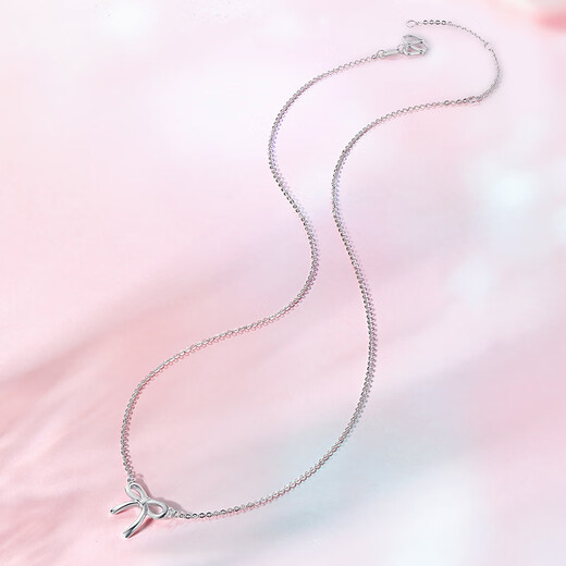Saturday Fu Platinum Necklace PT950 Women's Lover's Knot Chain Bow Knot Smart Platinum Necklace Clavicle Chain 40+5cm-3.13g