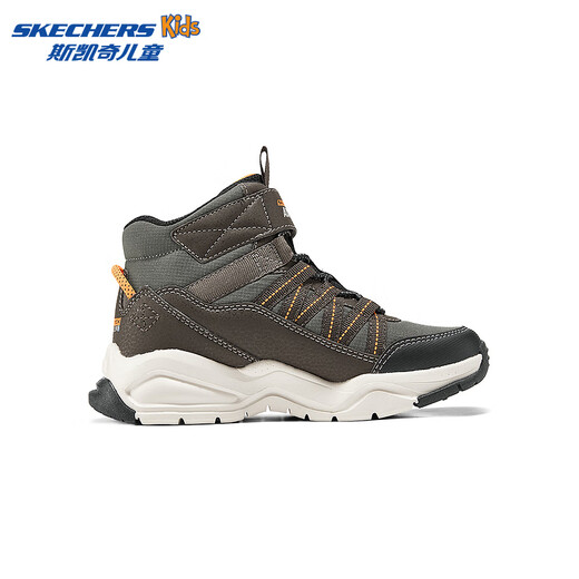 Skechers children's autumn and winter outdoor warm sports shoes boys' air cushion high-top cotton shoes casual boots 406429L chocolate/orange/CHOR 31
