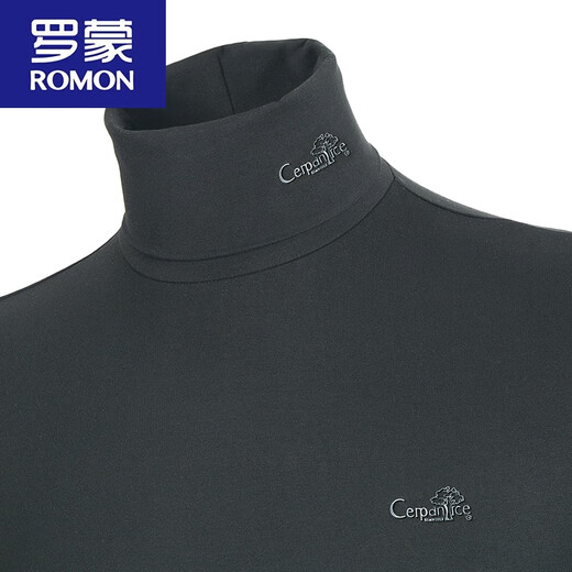 ROMON Modal autumn and winter new long-sleeved T-shirt men's turtleneck bottoming shirt pure cotton inner with velvet thickened underwear top dark gray 4XL (180-200Jin Jin equals 0.5kg slim fit)