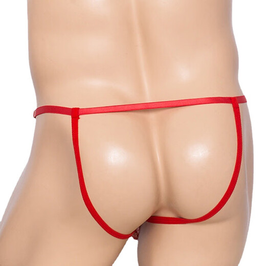 Adult products for men, men's sexy European and American chain lace see-through hollow men's thong sexy underwear adult sex products red one size fits all