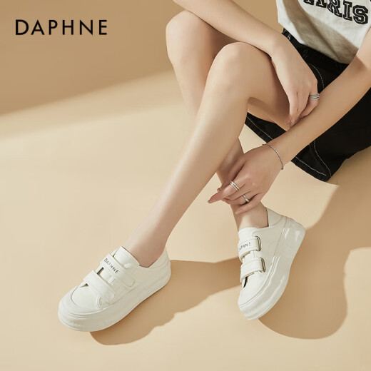 Daphne Velcro board shoes women's white shoes 2024 new spring and summer women's shoes soft sole bread shoes versatile casual shoes women's off-white 37