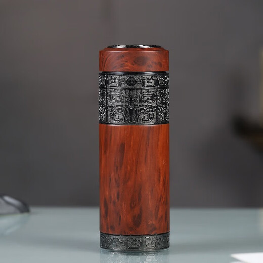 华昶紫砂保温杯紫砂泡茶杯男士高档礼品纪念送办父亲老师水杯定制LOGO 龙行红木纹-直杯（锦盒装）