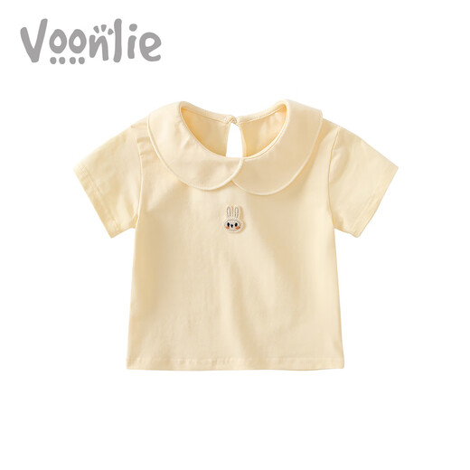 凡猎【清仓】凡猎女童短袖t恤夏装新款小儿童打底衫女宝宝百搭上衣夏 M1289米黄色 110 cm