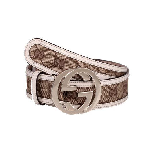 Gucci (Gucci) Золотая двойная G -пряжка ткань с кожаным ремнем для женщин 114876F40IG9761 Ширина блокировки цвета 4 см. Ebony 95