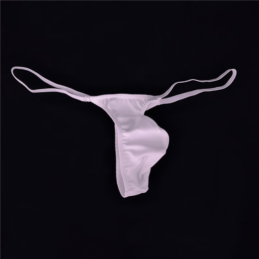 Icumitoo men's underwear nylon sexy low-waisted single T-pants large size thong men's black ice silk (thin and transparent) M