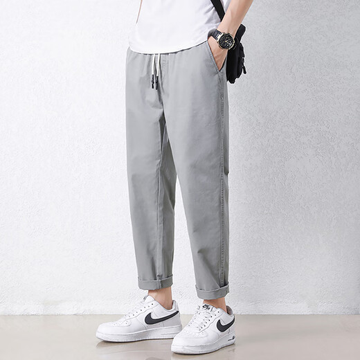 Pantalon décontracté juif pour hommes de la soie lâche en été masculine Sports directs pantalon neuf points pour hommes de style coréen conique pour hommes 9904 kaki profond + 9904 ciment gris m